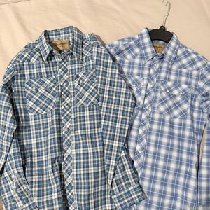 Lot 2 Wrangler Retro Western Shirt Men's XL Plaid Pearl Snap LS Cowboy